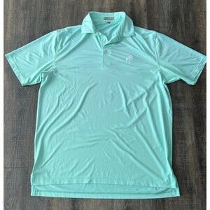 Peter Millar Summer Comfort Mens Polo Shirt Large Green Short Sleeve Stretch
